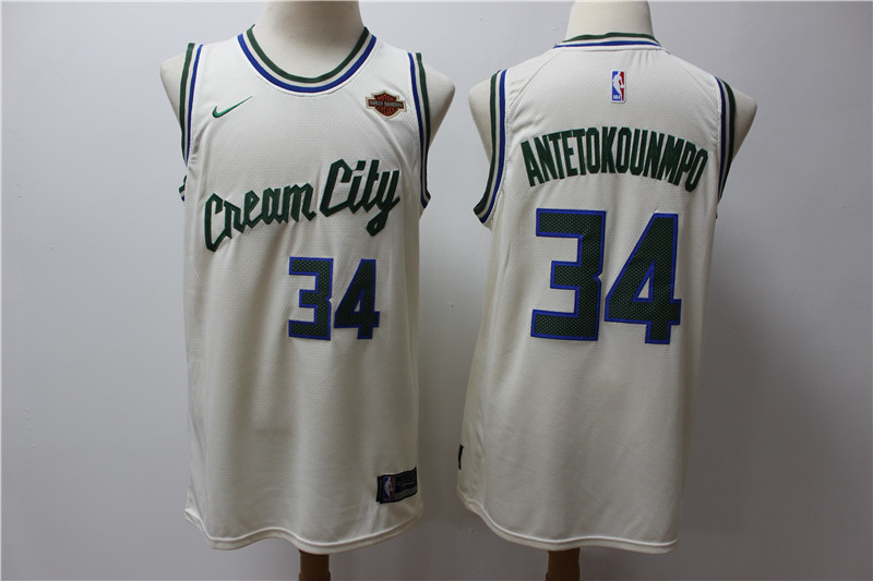 Men Milwaukee Bucks 34 Antetokounmp Gream Game Nike NBA city Edition Jerseys